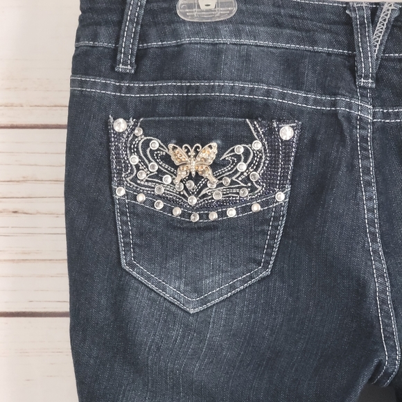 At Seven | Jeweled Butterfly Skinny Jeans - Picture 5 of 7